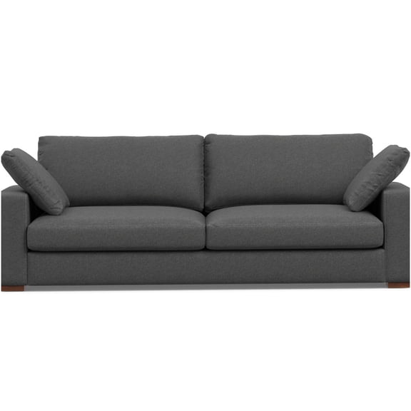 Gray 96 Inch Deep Seater Sofa with Performance Fabric, Medium-Soft Cushions and No Assembly Required