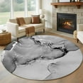 thumbnail image 1 of Gray Abstract 8FT Round Area Rugs for Living Room Silver Marble Ripples Clouds Luxury Fluid Art Ultra-Thin Non-Slip Round Rugs Machine Washable Low Pile Circle Carpet for Bedroom Kitchen Nursery, 1 of 9