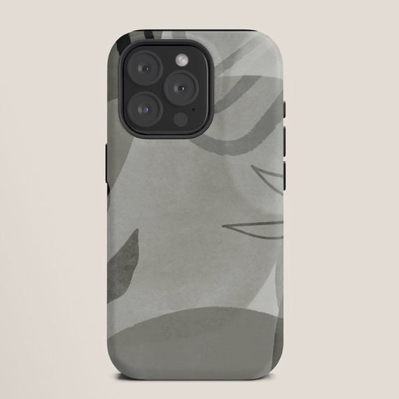 Leaf Tech Gray Abstract Botanical Leaf Tough Case for Apple iPhone, Polycarbonate ...