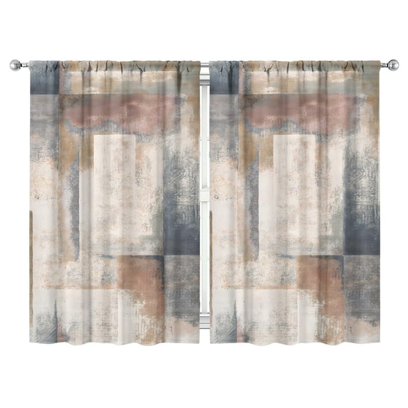 Gray Abstract Oil Painting Curtains-blackout Curtains Bedroom Decor Living Room Darkening Grommet Window Drapes 2 Panels Set 52"x 84"