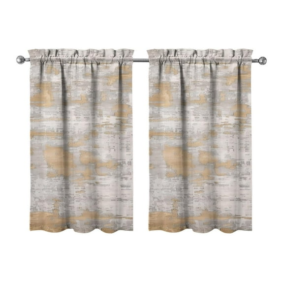 Gray Abstract Oil Painting Kitchen Curtains - Vintage Tier Cafe Curtains for Bathroom Living RV Rod Pocket Window Drapes 36 Inch 2 Panels Set 28"x36" Window Treatment Tiers