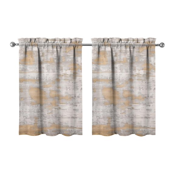 Gray Abstract Oil Painting Kitchen Curtains - Vintage Tier Cafe Curtains for Bathroom Living RV Rod Pocket Window Drapes 36 Inch 2 Panels Set 28"x36" Window Treatment Tiers