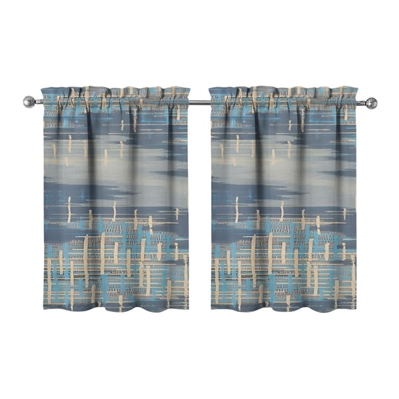 Gray Abstract Oil Painting Kitchen Curtains - Vintage Tier Cafe Curtains for Bathroom Living RV Rod Pocket Window Drapes 36 Inch 2 Panels Set 28"x36" Window Treatment Tiers