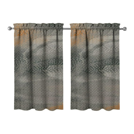 Gray Abstract Oil Painting Kitchen Curtains - Vintage Tier Cafe Curtains for Bathroom Living RV Rod Pocket Window Drapes 36 Inch 2 Panels Set 28"x36" Window Treatment Tiers