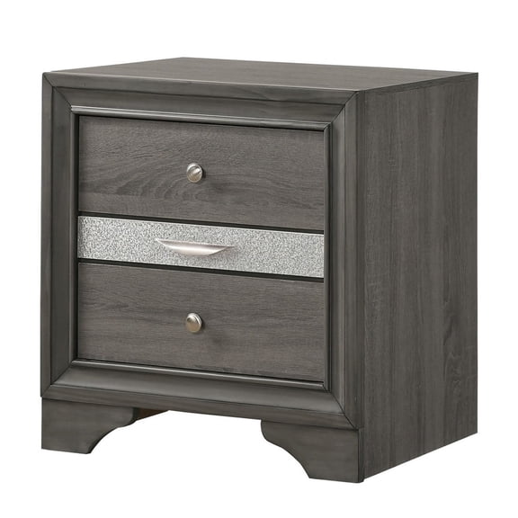 Gray Acacia Wood - Full Extension Drawers for Easy Access - Bedroom Nightstand - Durable Bedside Storage