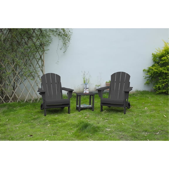 Gray Adirondack Chairs with Cup Holder, HDPE Material / Durable Outdoor Seating for Gardens