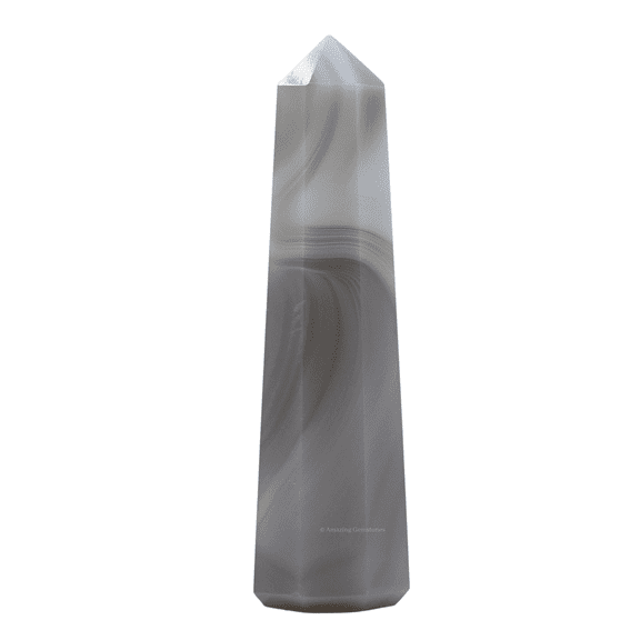 Gray Agate Crystal Tower Obelisk Point (3" to 4" INCH)