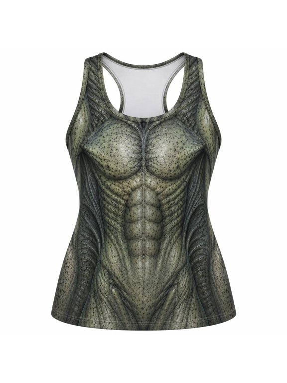 Gray Alien Creature Costume All Over Women's Racerback Tank Top