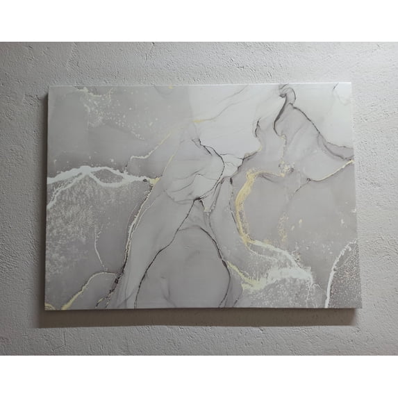 Gray And Gold Art, Gray Marble Printed Canvas, Gold Marble Canvas, Modern Marble Canvas Art, Alcohol Ink Art, Marble Printed Canvas, Canvas Wall Decor - 4P-Gallery Wrapped