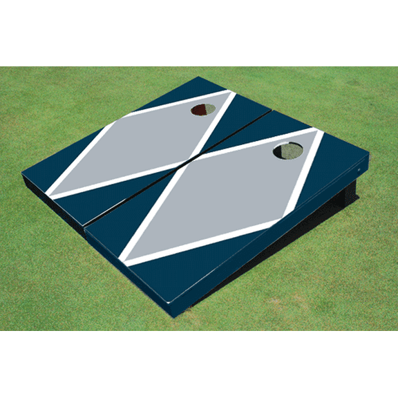 Gray And Navy Matching Diamond Custom Cornhole Board