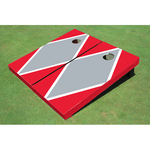 Gray And Red Matching Diamond Custom Cornhole Board