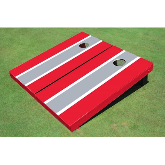 Gray And Red Matching Long Stripe Set