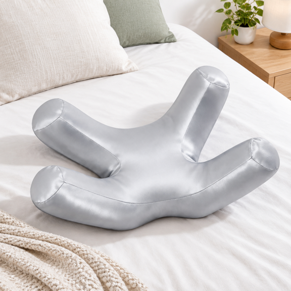 Gray Anti-Wrinkle Contour Pillow for Side Sleepers, 13.70 x 10.75 x 6.69 Inches