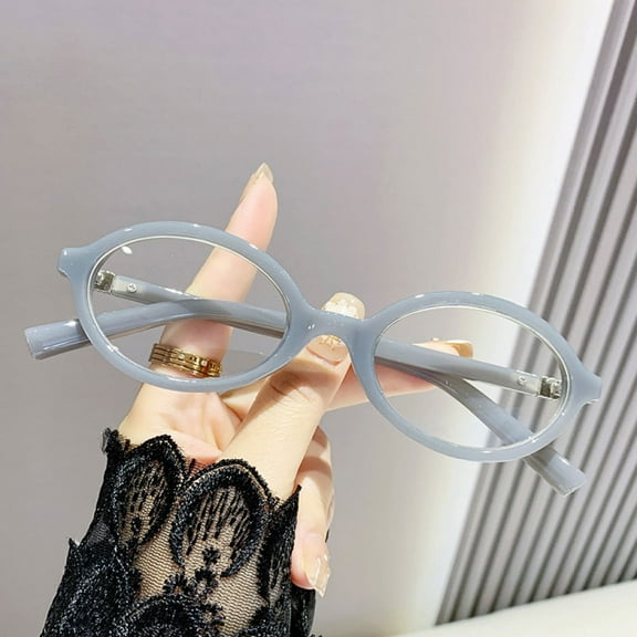 Gray Anti-blue Light Reading Glasses Oval Plastic Classic Readers for Women