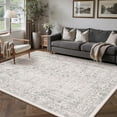 thumbnail image 1 of Gray Area Rug 4x6 Office Entryway Rug Machine Washable Kitchen Vintage Distressed Non Slip Carpet Indoor Grey Retro Floral Accent Throw Door Mat for Bathroom Bedroom Dining Living Room, 1 of 9