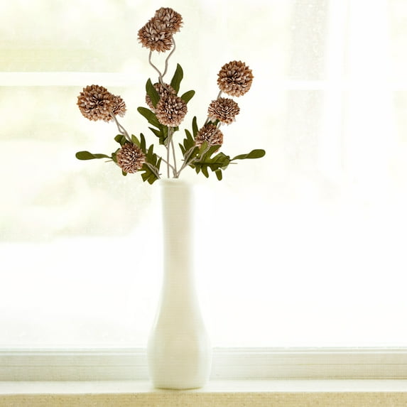 Gray Artificial Flowers | Realistic Plastic Fake Flowers for Home Decor | 5-Bud Silk Dandelions | Waterproof & Sun-Proof | Indoor & Outdoor Use