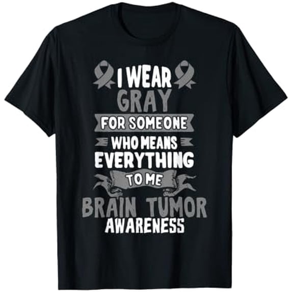 Gray Awareness Ribbon Brain Support T-Shirt - Thoughtful Gift for ...