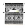 thumbnail image 1 of Gray Aztec Kitchen Curtains Swag Valance and Tier Curtains Set 36 Inch Length, Bohemian Southwest Country Ethnic Art Rod Pocket Drape Panels Pair Swag Curtain for Bathroom/Cafe/Window, 1 of 6