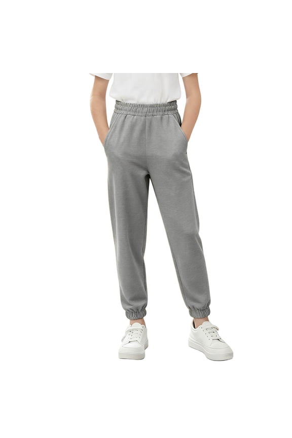 Gray Baby Children Boy Girl Track Gym Casual Jogger Going Out Pants Sweatpants for Child Slimming Tunic Elastic Waist Plain Long Leg Fall Winter Pants 2025 3 Years