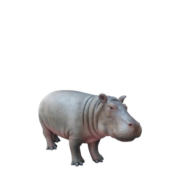 Light Baby Hippo Life Size Statue