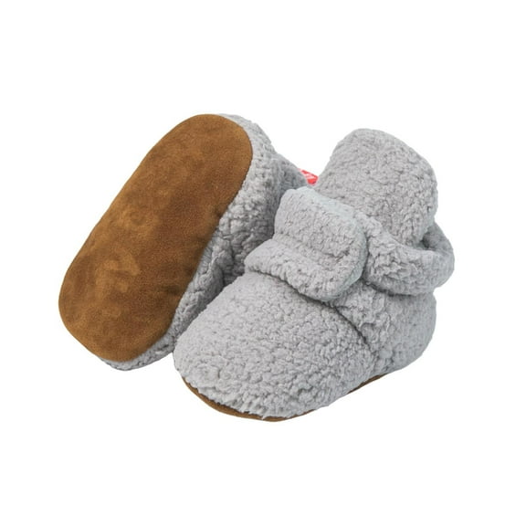 Gray Baby Shoes With Plain Design, Non-Slip Sole And Soft Construction For Fall And Winter, Learning To Walk, Flexible Sole For Comfort
