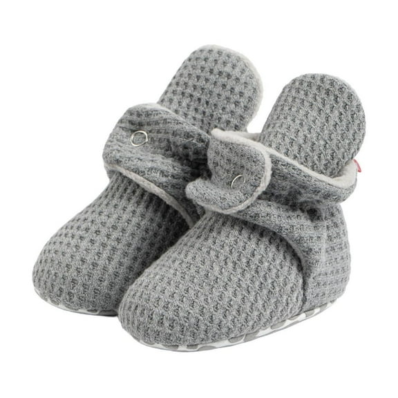 Gray Baby Shoes With Stripes, Non-Slip Sole And Soft Material For Fall And Winter Months, Learning To Walk, Fun And Educational