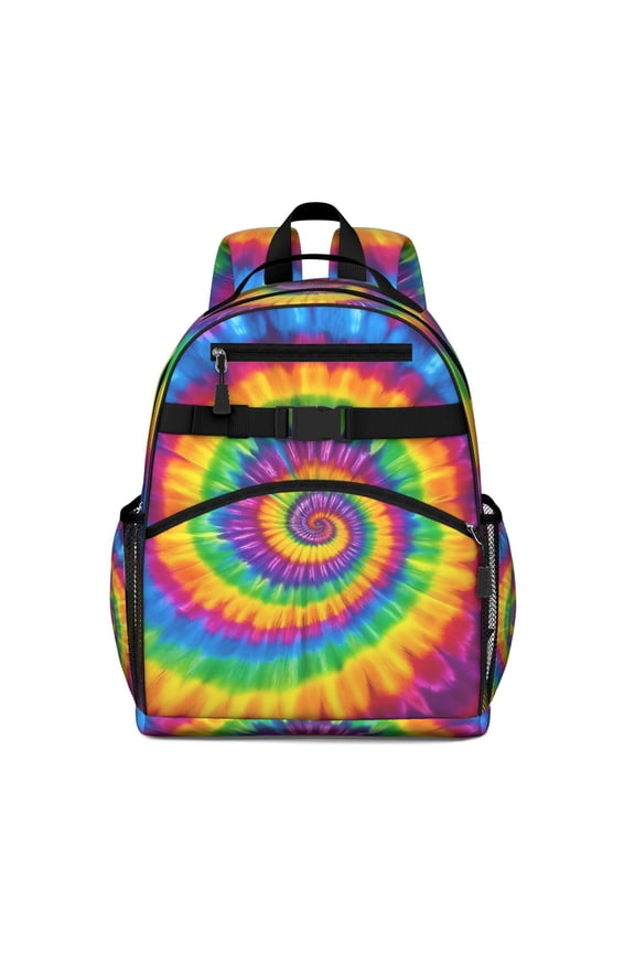 Rainbow Tie Dye Mandala Pattern Backpack for School,Cute School Bag,Schoolbag with Adjustable Shoulder Straps & Padded Back,15.25"x11.5"x5.25"