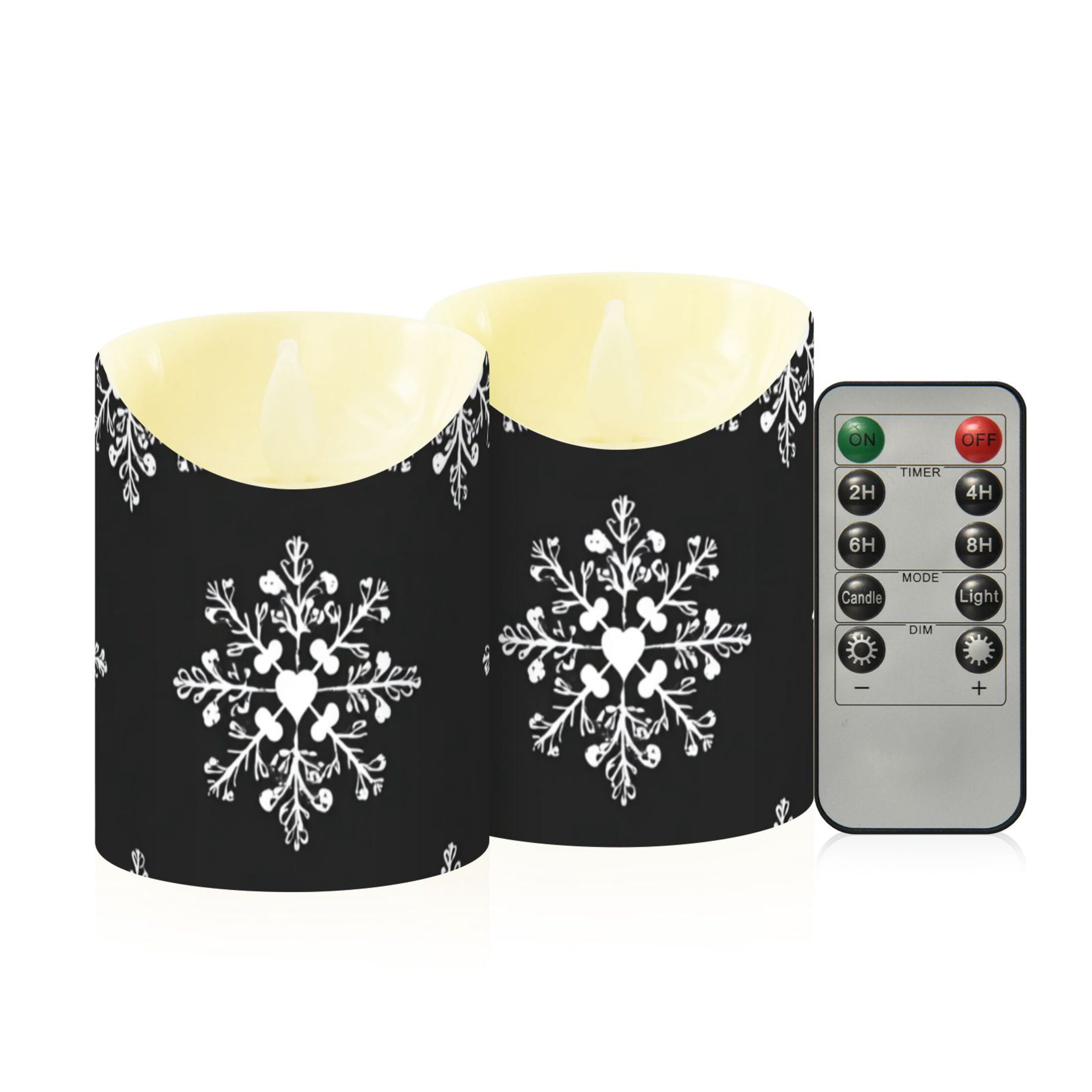 Gray Background Christmas Snowflakes Flickering Flameless Candles with ...