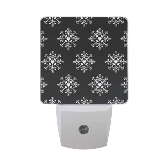 Gray Background Christmas Snowflakes LED Night Light Sensor Lamp Plug-in Adjustable Brightness 2 Pack