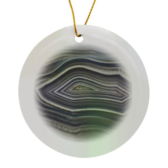 3drose, Gray, Banded Agate, Quartzsite, Circle Porcelain Ornament