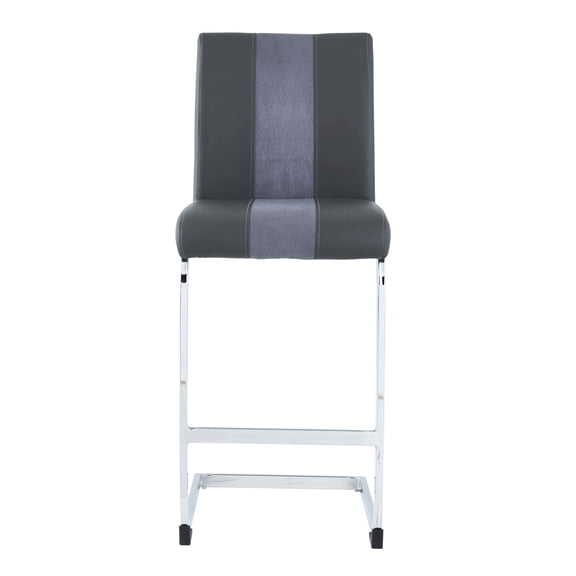 Gray Bar Stools with Front Foot Stops and Upholstery / Nice for Wine Bars