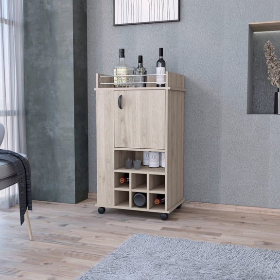 Gray Bar Unit - Store Items in Single-Door Cabinet - Friend Gatherings - Display Spirits Stylishly