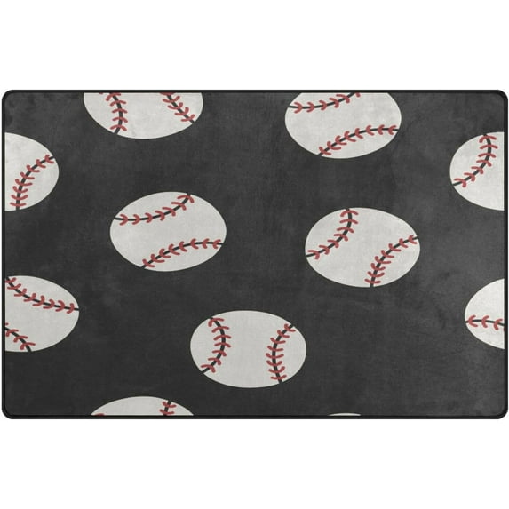 Gray Baseball Ball Pattern Area Rugs Colorful Large Non-Slip Floor Mat Decorative Carpets Doormat for Kitchen Living Dining Dorm Playing Room Bedroom 60 x 39inch