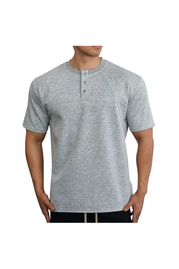 Gray Basic Track Athletic Lounge Running Shirts for Man Fall Summer Short Sleeve Boat Neck Rayon Tops Shirt Blouses Mens Button 2026 Soft Comfy Clothes Fashion XXL