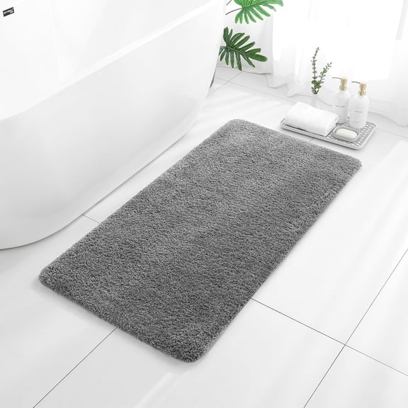 Gray Bath Mat 24"x48" – Large Microfiber Bathroom Rug, Absorbent Non Slip Washable Bath Mats for Bathroom, Soft Plush Floor Mat for Tub or Vanity