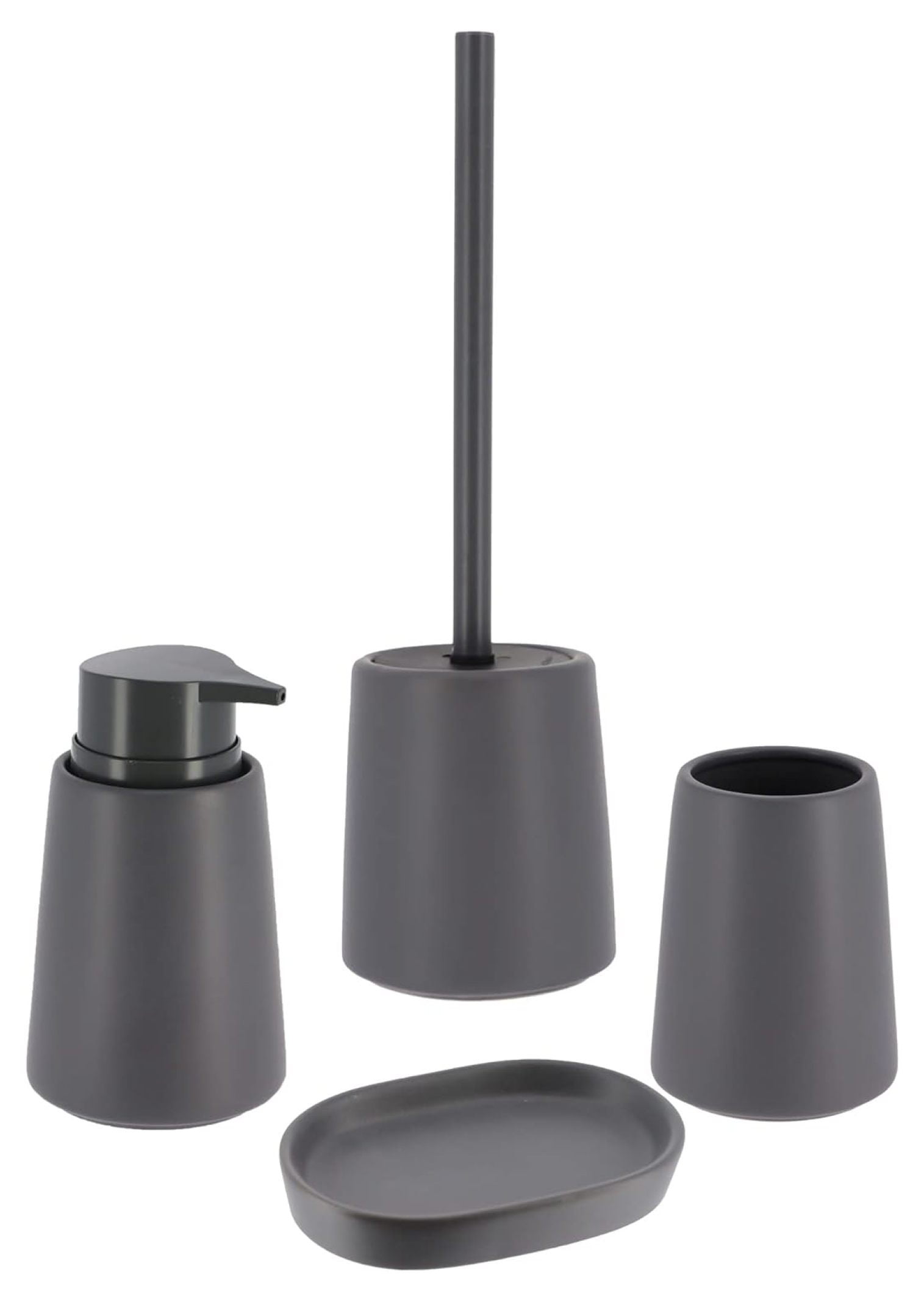Gray 4-Piece Bathroom Accessory Set with Soap Dispenser and Holder