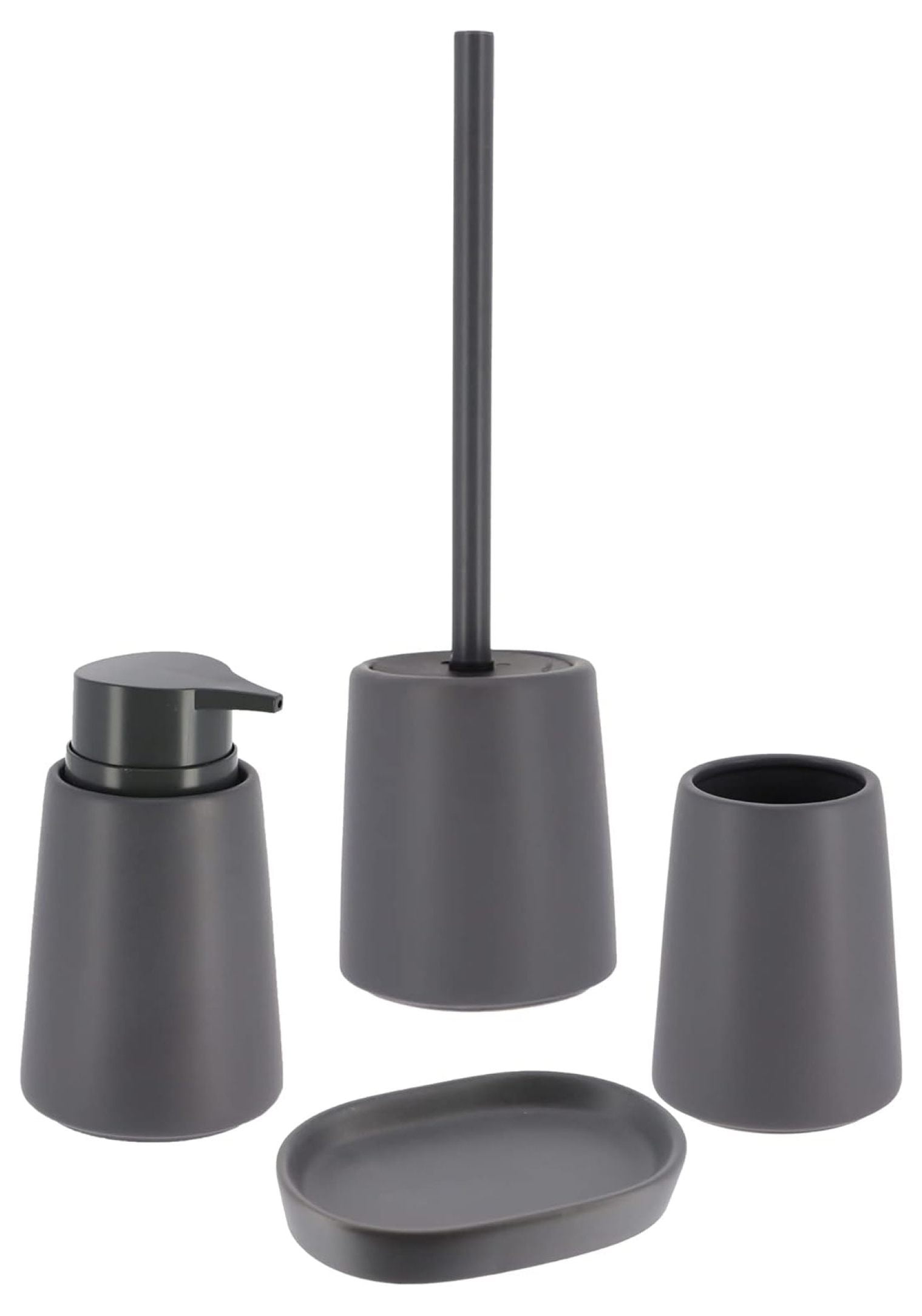Gray 4-Piece Bathroom Accessory Set with Soap Dispenser and Holder