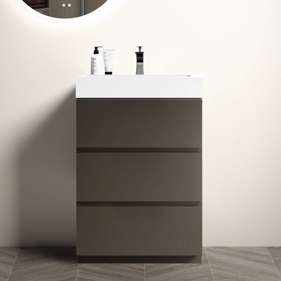 Gray Bathroom Drawer - Silent, Maximize Capacity, Modern Storage Max Space, Ergonomic Design