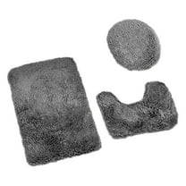 Gray Bathroom Rug Set, 3Piece Black Bath Mat, for Bathroom Non-Slip Bathroom Mats, Water Absorbent Bath Rug, U-Shaped Contour Rug Toilet Lid Cover