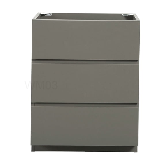 Gray Bathroom Storage Cabinet with 3 Drawers, Freestanding Vanity Without Sink, Melamine Material