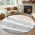 thumbnail image 1 of Gray Beach Waves Round Living Room Rugs 6 ft, Nautical Coastal Abstract Gradient Ocean Wave Washable Area Rug with Non-Slip Sturdy Edge Binding Round Carpet for Kitchen Office Bedroom, 1 of 9