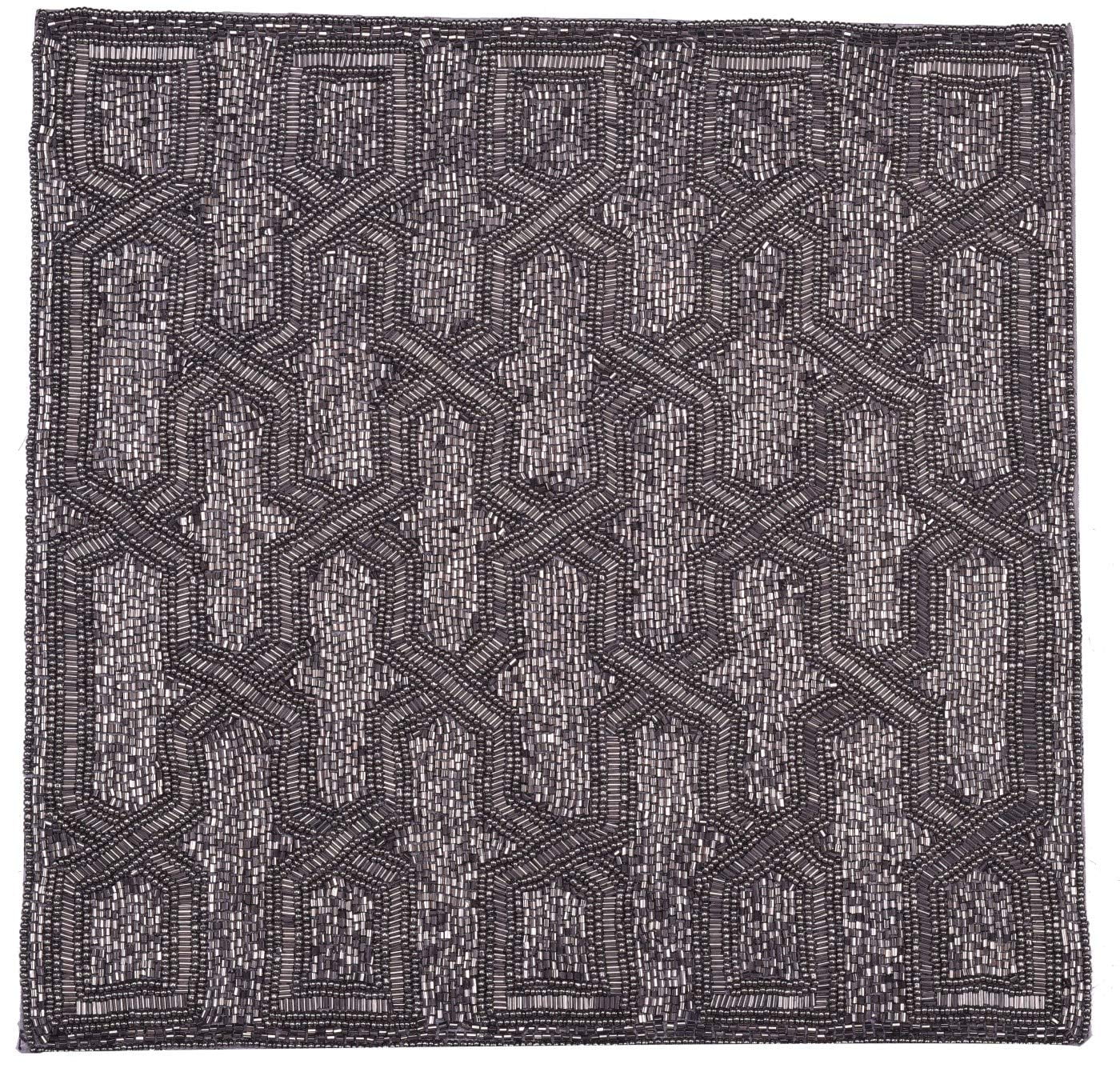 Gray Beaded Placemats Set of 2 for Dining Coffee Table Scratch Heat