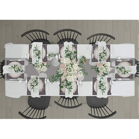 Gray Beaded Placemats Set of 2 for Dining Coffee Table Scratch Heat Stain Resistant Charger Kitchen Decor Durable Tablemats - Fall Autumn Thanksgiving Holiday - 15 Inches