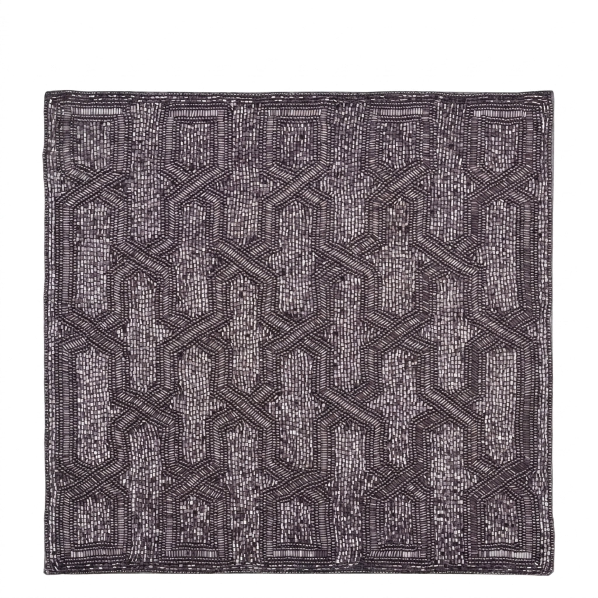 Gray Beaded Placemats Set of 2 for Dining Coffee Table Scratch Heat Stain Resistant Charger Kitchen Decor Durable Tablemats - Fall Autumn Thanksgiving Holiday - 15 Inches