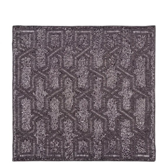 Gray Beaded Placemats Set of 2 for Dining Coffee Table Scratch Heat Stain Resistant Charger Kitchen Decor Durable Tablemats - Fall Autumn Thanksgiving Holiday - 15 Inches