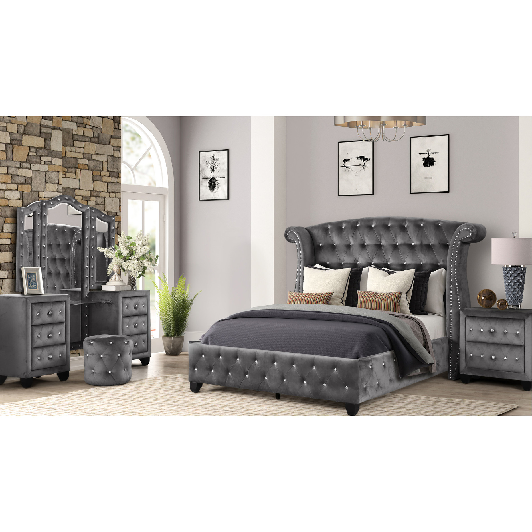 Gray Bedroom Furniture Set | Modern Style for Bedroom Use | Wood ...