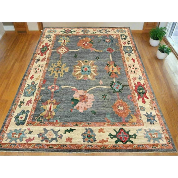 Gray/Beige 9X12 Oushak Handmade Wool Rug # 12203