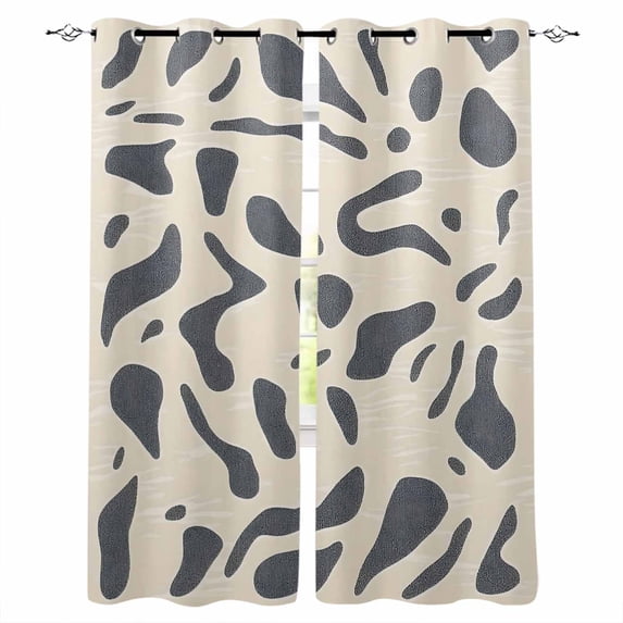 Gray Beige Blackout Curtains 54 Inches Long for Bedroom, Modern Abstract Color Block Modernism Thermal Insulated Room Darkening Black Out Window Curtain Panels Grommet Drapes for Living Room