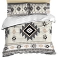 thumbnail image 1 of Gray Beige Boho Duvet Cover Set, Ethnic Tribe Southwestern Vintage Soft Duvet Cover Queen Size Bedding Set 4 Pieces, 1 Quiltcover and 2 Pillowcases with Zipper, 1 Bed Sheet for All Seasons, 1 of 9