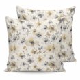 thumbnail image 1 of Gray Beige Floral 20x20 Pillow Covers Set of 2, Spring Modern Botanical Flowers Blossom Throw Pillow Covers Decorative Couch Cushion Case, Microfiber Square Pillowcases for Bedroom Car Living Room, 1 of 7